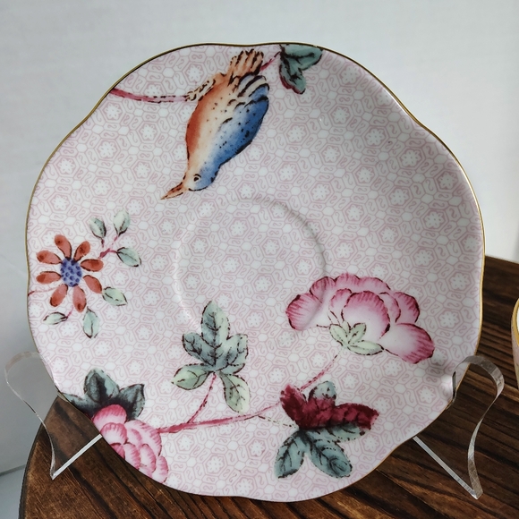 Wedgwood Pink Cuckoo Teacup and Saucer Bone China England Tricket Dish Tea Party - Picture 4 of 17